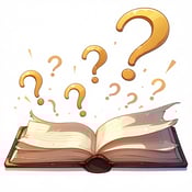 An open book or scroll with question marks emerging from it leading to clear answers Symbolizes seeking and finding clarity-2